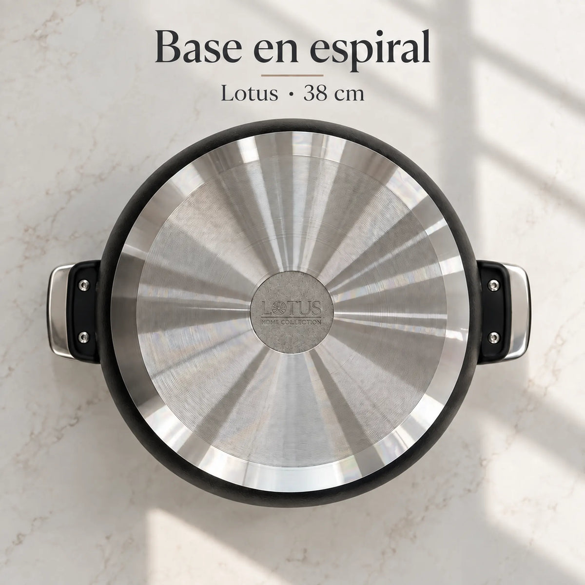 Base en espiral (spin bottom) de la olla antiadherente Lotus de 38 cm
