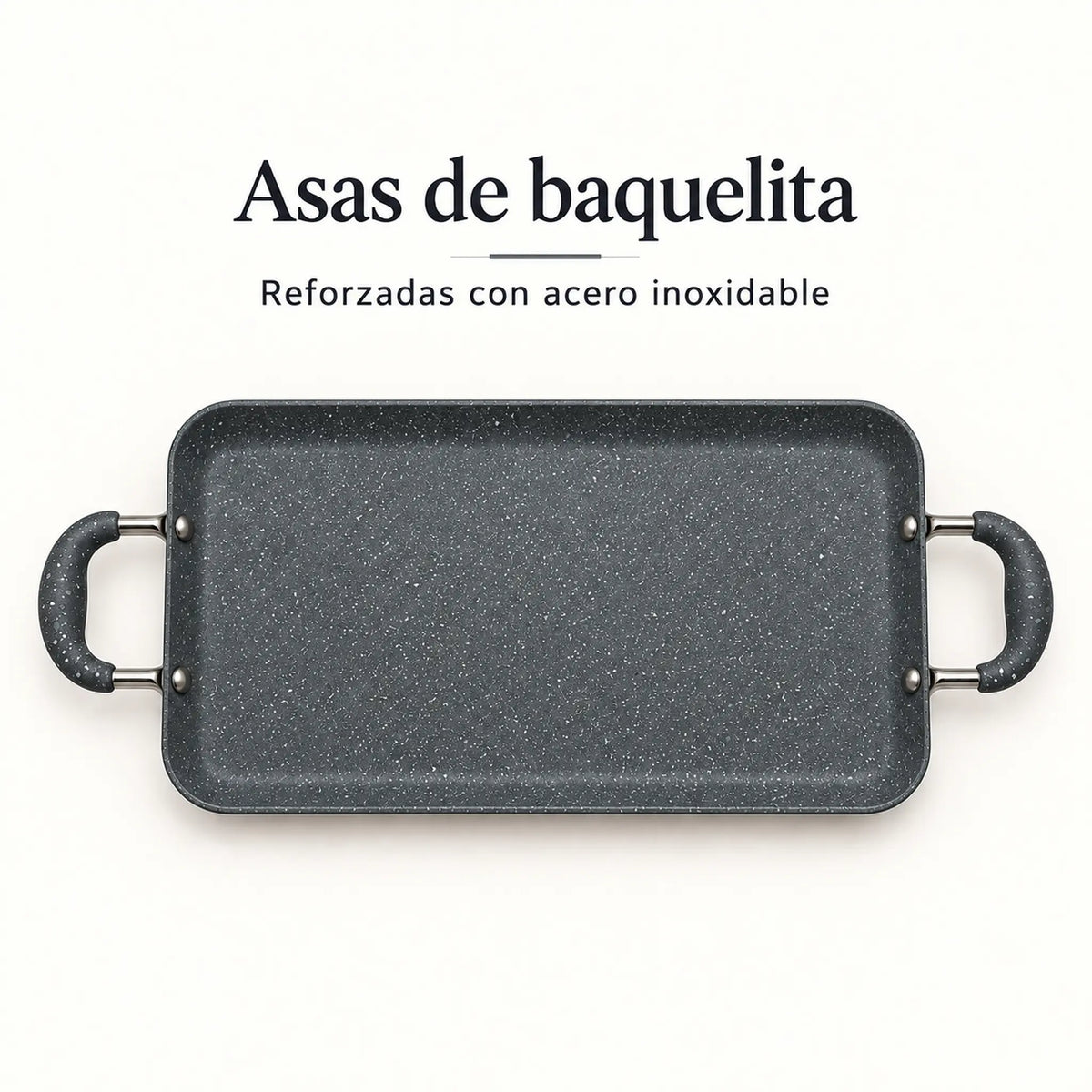 Asas de bakelita reforzadas con acero inoxidable de la plancha ROCA Gris Oscuro Marmoleado