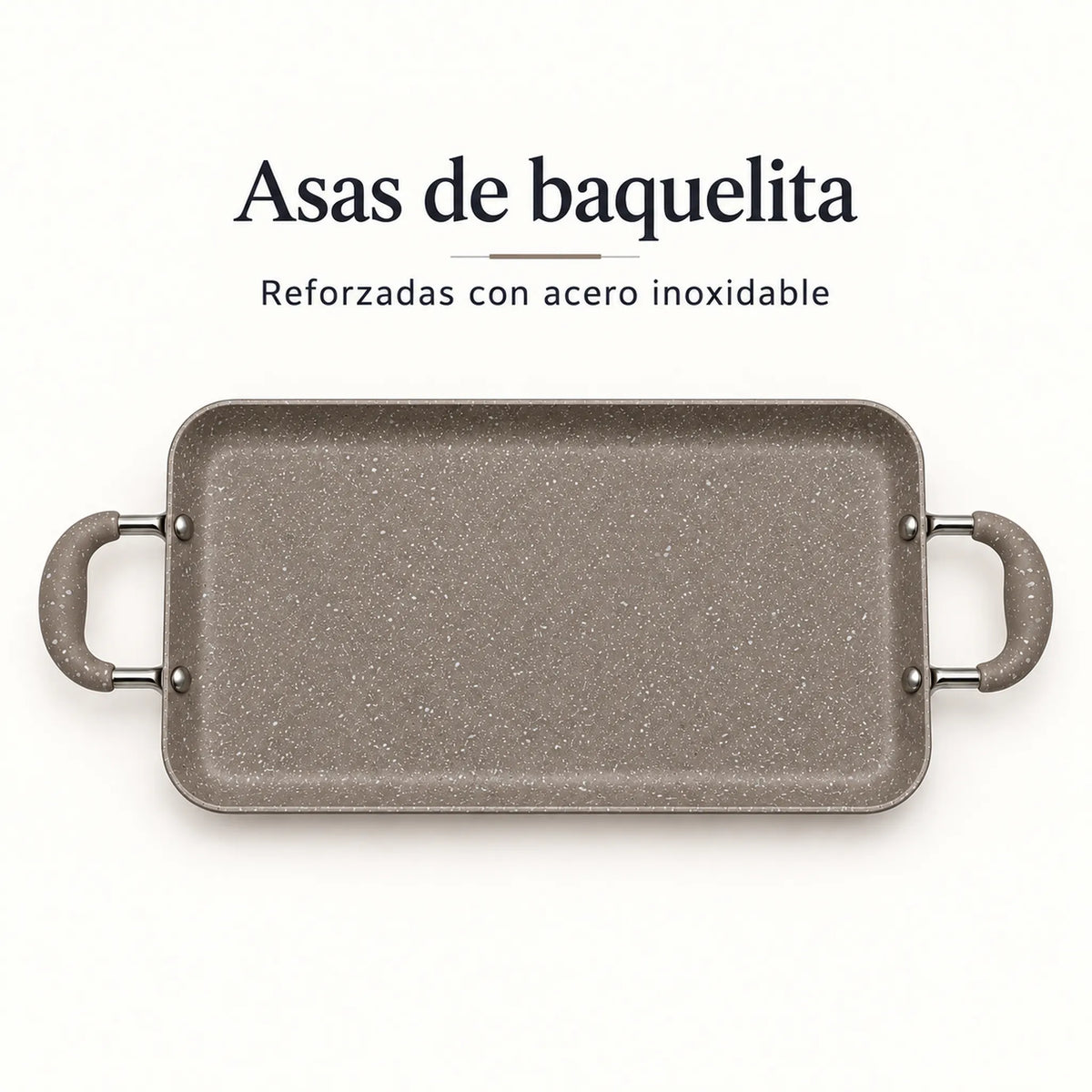 Asas de bakelita reforzadas con acero inoxidable de la plancha ROCA Taupe Marmoleado