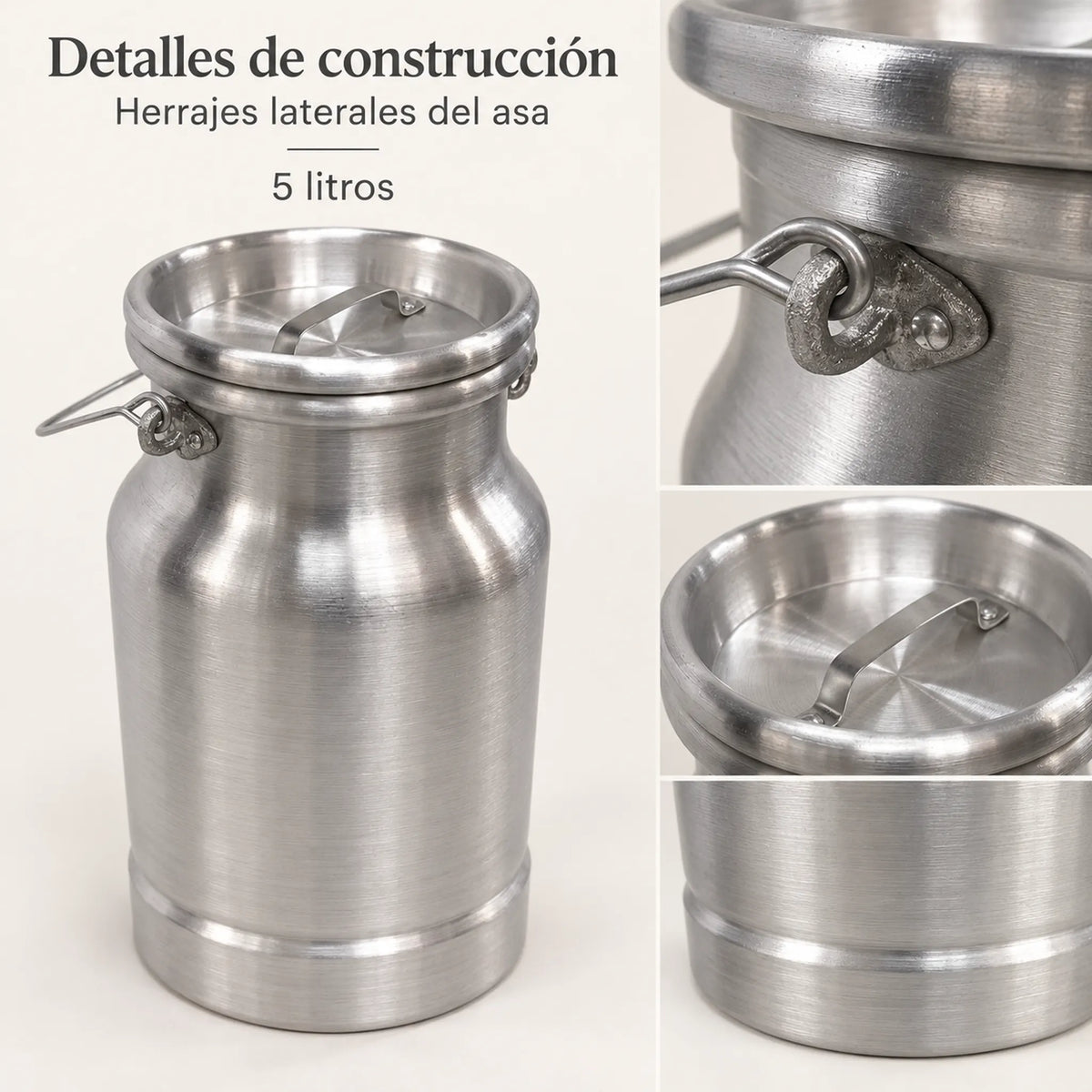 Herrajes laterales de cierre del lechero de aluminio Alinter de 5 litros