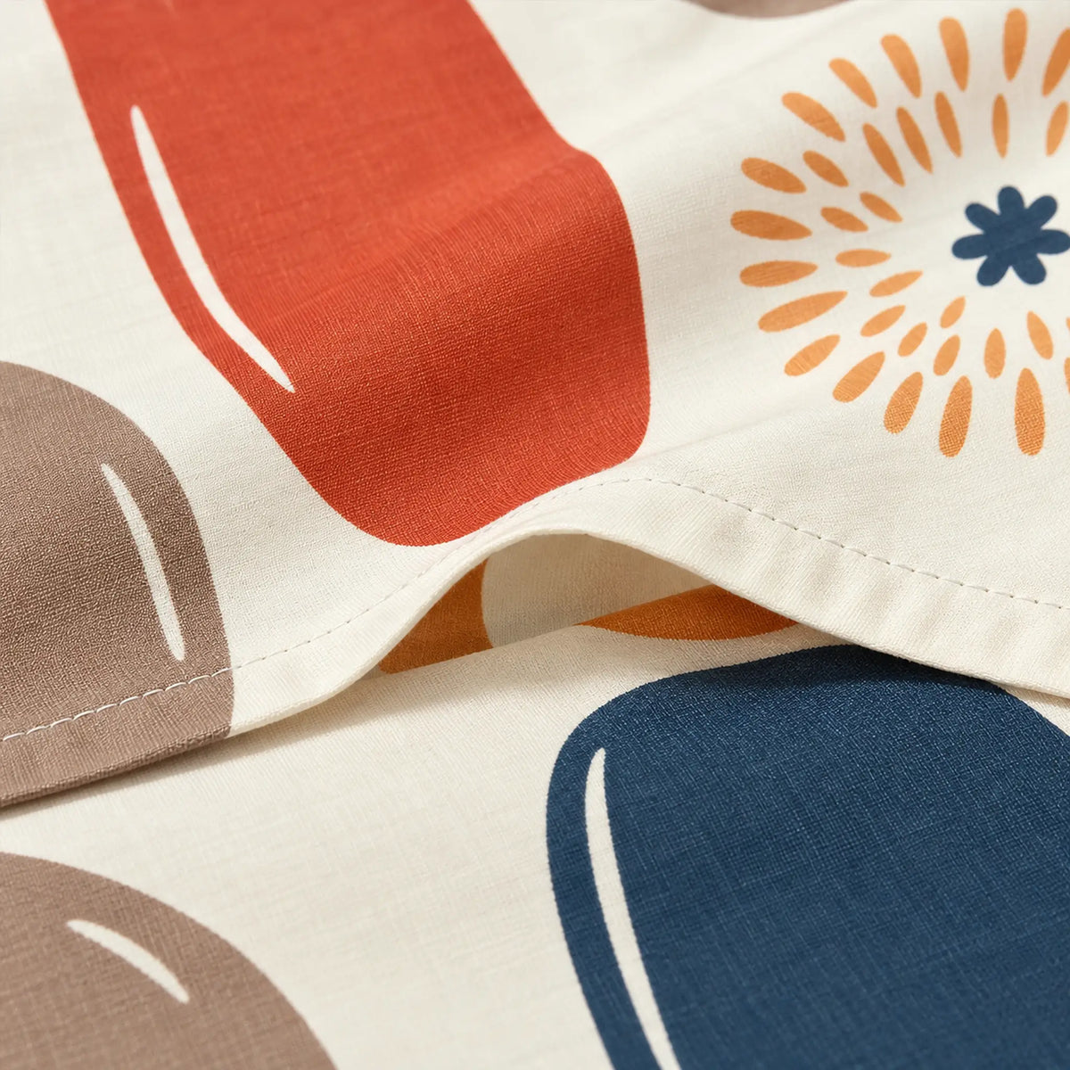 Juego de sábanas con vuelo 4 piezas, diseño Óvalos Multicolor – detalle de la tela