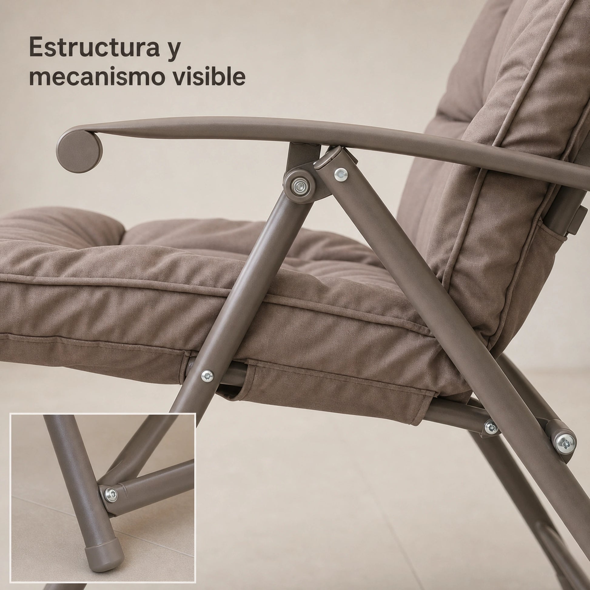 Mecanismo de reclinado de la silla plegable Taupe
