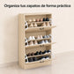 Zapatera de Madera Acabado Nogal con 3 Niveles Abatibles