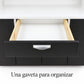 Alacena de cocina 7 puertas y 1 gaveta color Negro/Blanco – detalle de la gaveta y jaladeras metálicas
