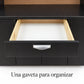 Alacena de cocina 7 puertas y 1 gaveta color Negro/Wengué – detalle de la gaveta y jaladeras metálicas