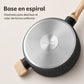 Base espiral de las ollas y sartenes de la batería de cocina Negro