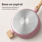 Base espiral de las ollas y sartenes de la batería de cocina Rosa