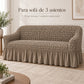 Set de cobertores Versalles color Taupe, cobertor de sofá de tres asientos