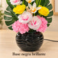Arreglo de flores artificiales con luz LED, diseño Rosa Primaveral – base negra brillante
