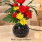 Arreglo de flores artificiales con luz LED, diseño Rojo Tropical – base negra brillante