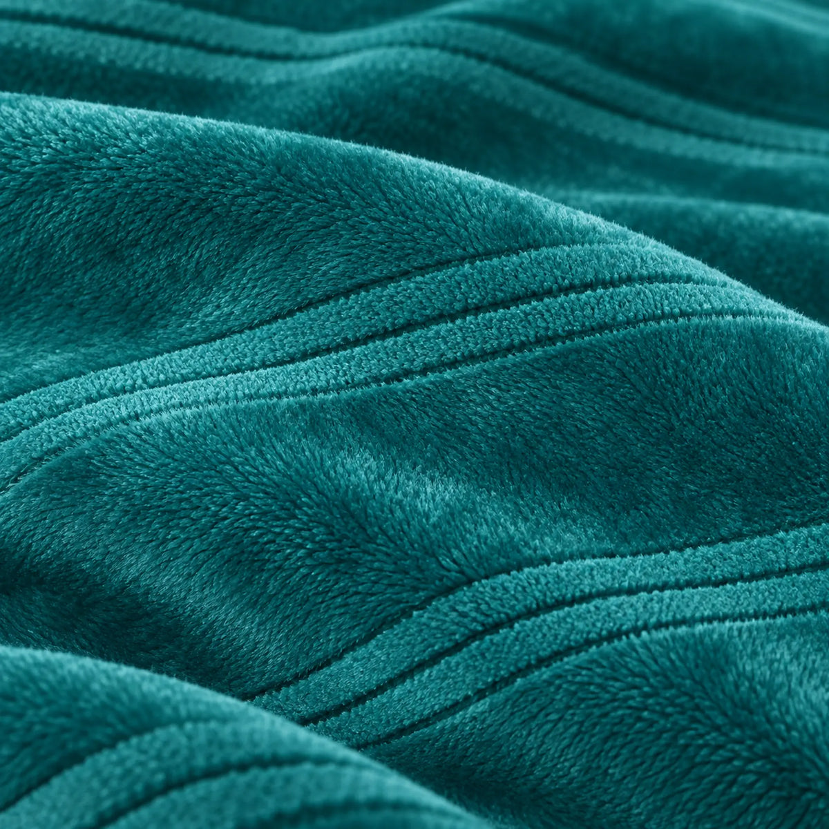 Frazada full turquesa de 180 x 220 cm con rayas en relieve – textura suave de franela