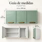 Guía de medidas del gabinete aéreo Bertolini de 3 puertas: 120 x 52.5 x 28.3 cm