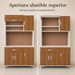 Puerta de apertura abatible en la parte superior del gabinete de cocina grande en Blanco y Madera