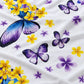 Juego de sábanas 4 piezas estampado morado con mariposas – detalle del estampado