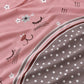 Juego de sábanas 4 piezas estampado rosa con gatito – detalle del estampado