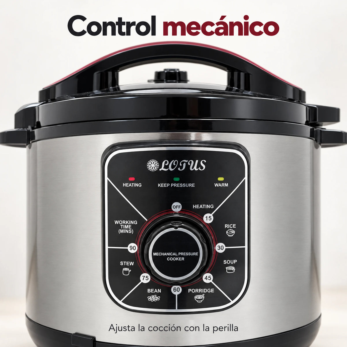 Olla de presión eléctrica multifuncional 6 en 1 de 6 litros – perilla de control mecánico