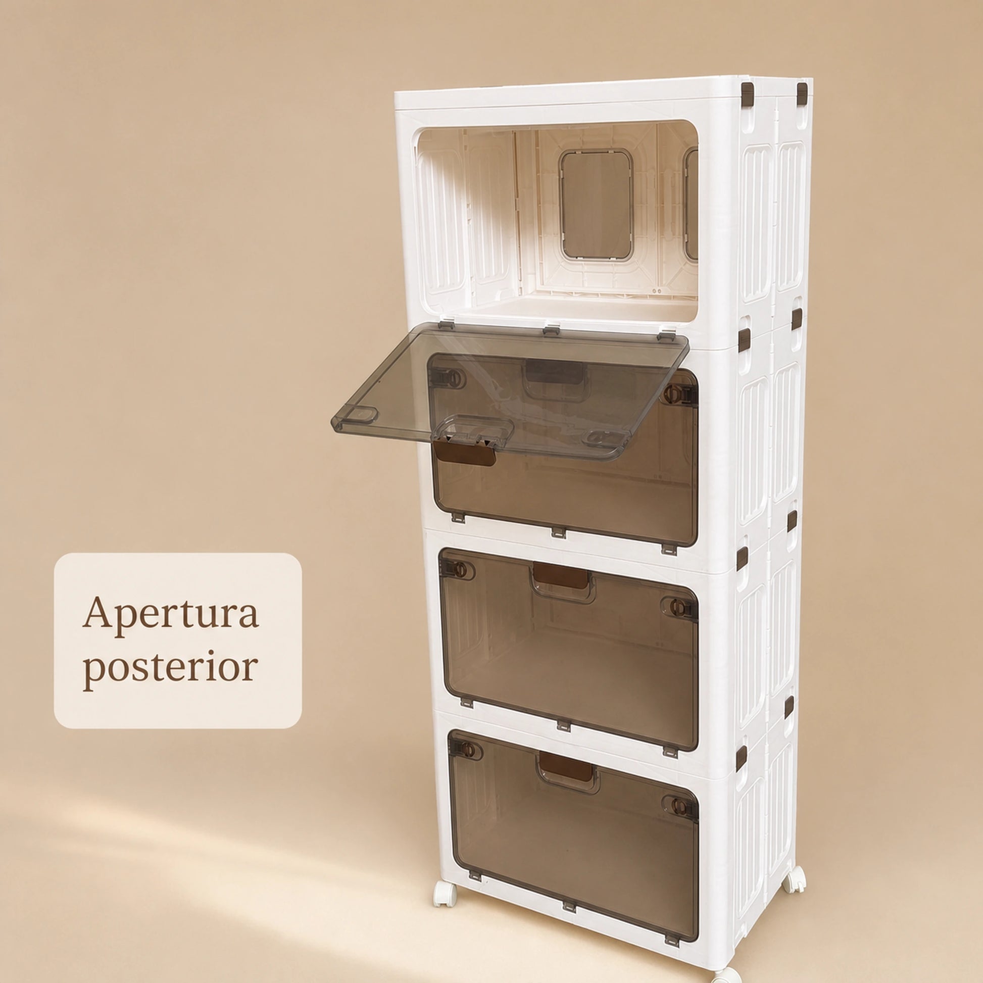 Apertura posterior de un nivel del organizador modular de plástico