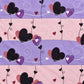 Juego de sábanas semimatrimonial 1.20 m, diseño Corazones Lila y Rosa – detalle del estampado