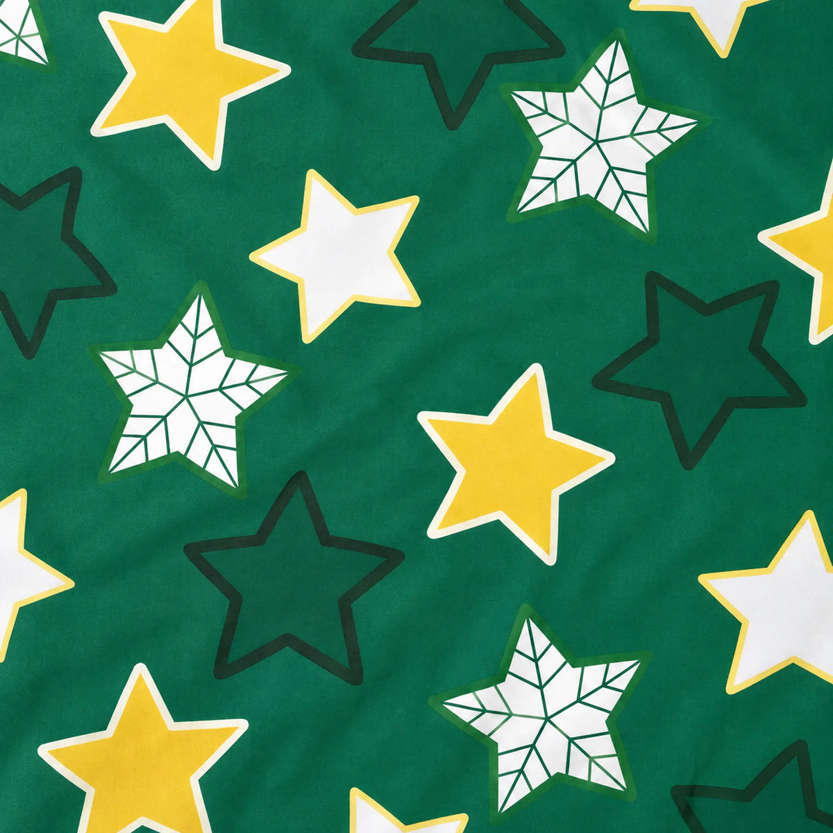 Juego de sábanas semimatrimonial 1.20 m, diseño Estrellas Verde Esmeralda – detalle del estampado
