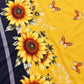 Juego de sábanas semimatrimonial 1.20 m, diseño Girasoles y Mariposas Amarillas – detalle del estampado