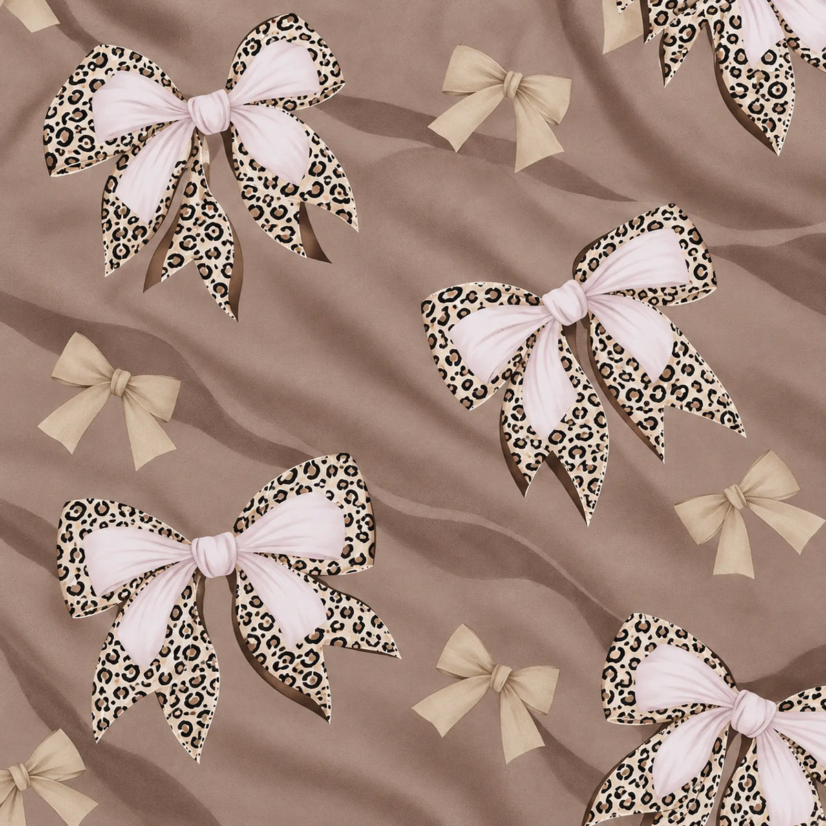 Juego de sábanas semimatrimonial 1.20 m, diseño Lazos Beige Leopardo – detalle del estampado