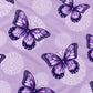 Juego de sábanas semimatrimonial 1.20 m, diseño Mariposas Lila – detalle del estampado