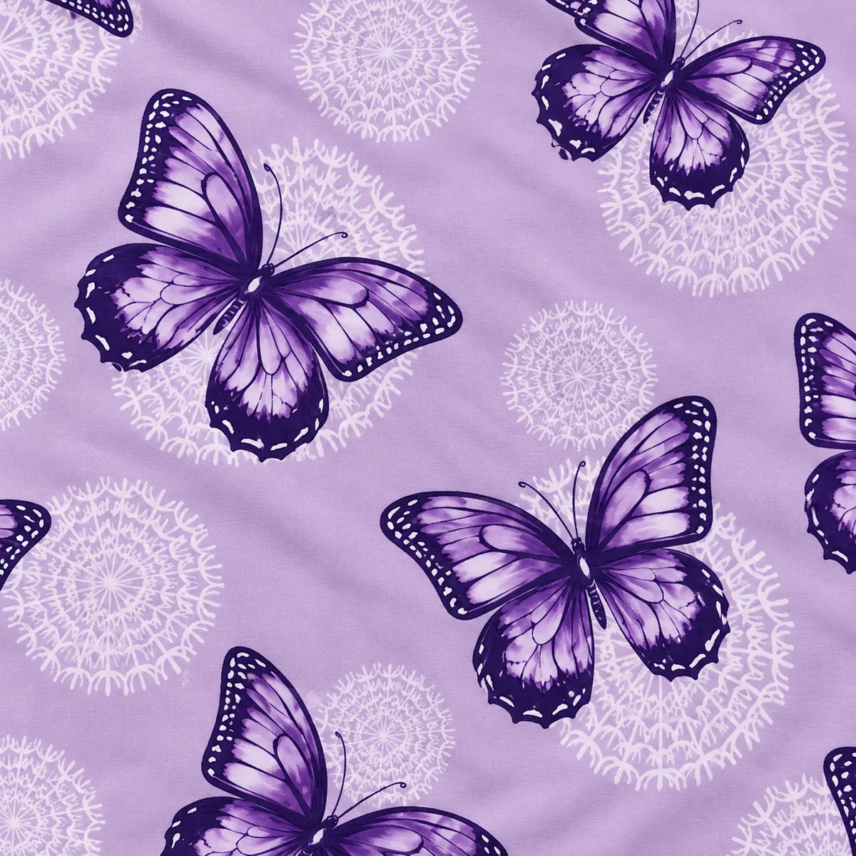 Juego de sábanas semimatrimonial 1.20 m, diseño Mariposas Lila – detalle del estampado
