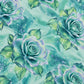 Juego de sábanas semimatrimonial 1.20 m, diseño Rosas Verde Agua – detalle del estampado