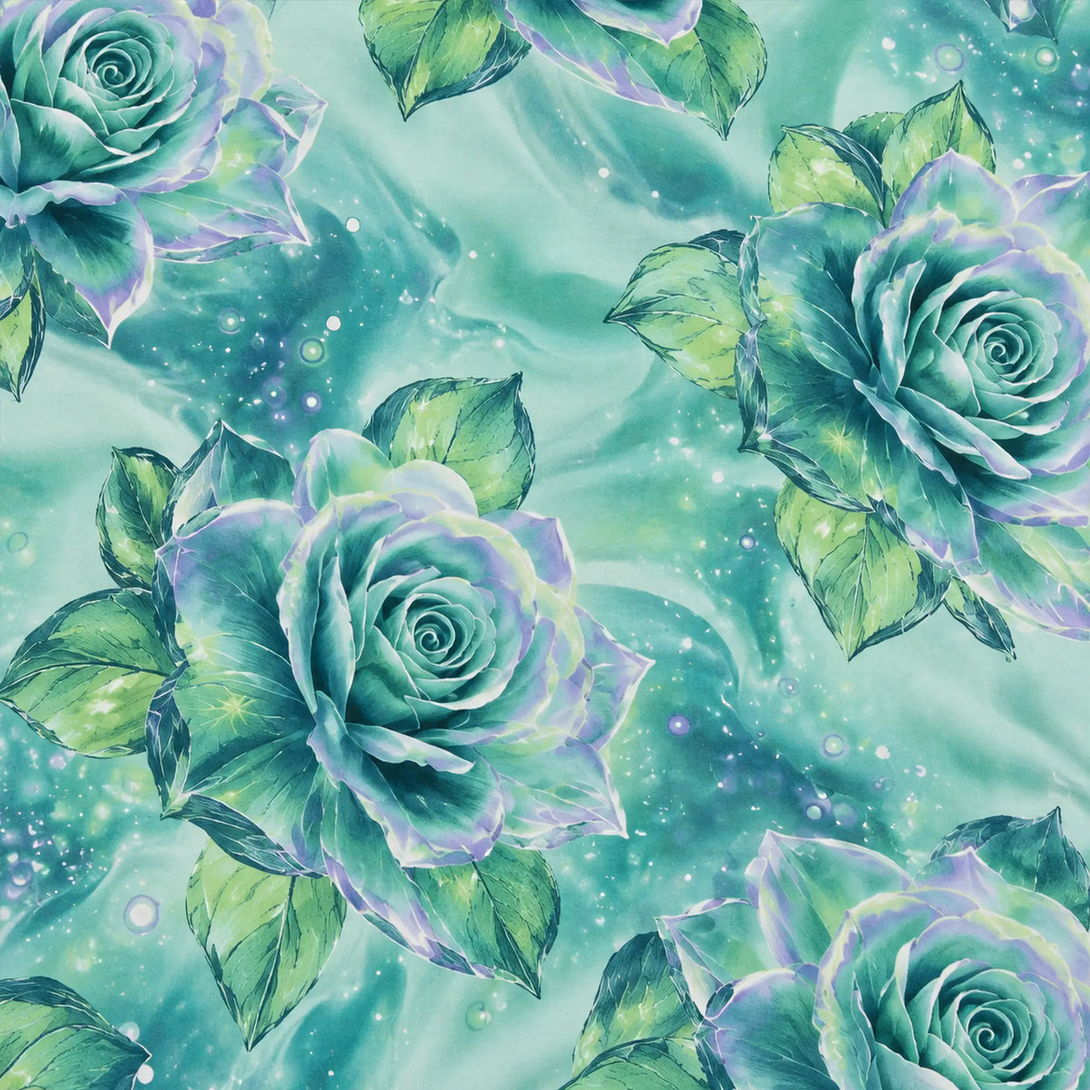 Juego de sábanas semimatrimonial 1.20 m, diseño Rosas Verde Agua – detalle del estampado