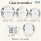 Guía de tamaños de la vajilla de porcelana Lotus, diseño Mosaico Nórdico
