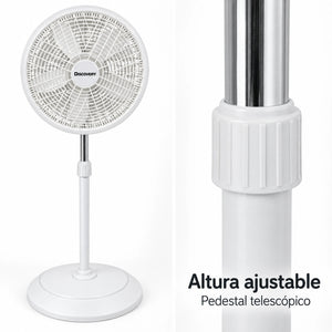 Ventilador de pedestal blanco de 18 pulgadas – pedestal telescópico de altura ajustable