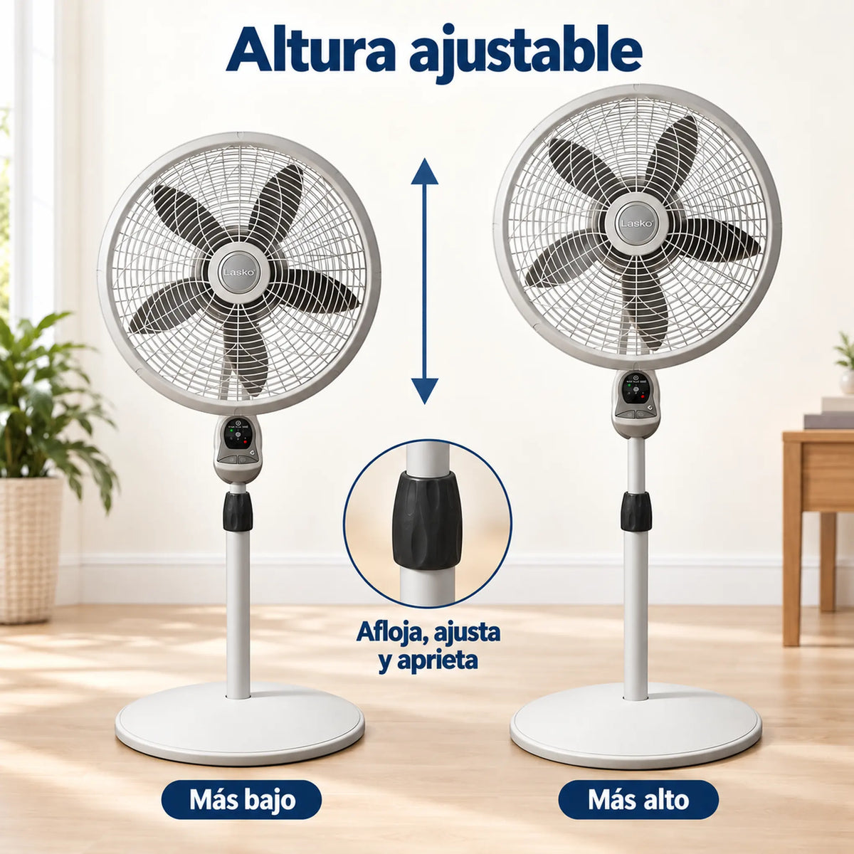 Ventilador de pedestal Lasko 18 pulgadas con control remoto – altura ajustable