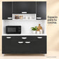 Alacena de cocina 7 puertas y 1 gaveta color Negro/Blanco – nicho central abierto