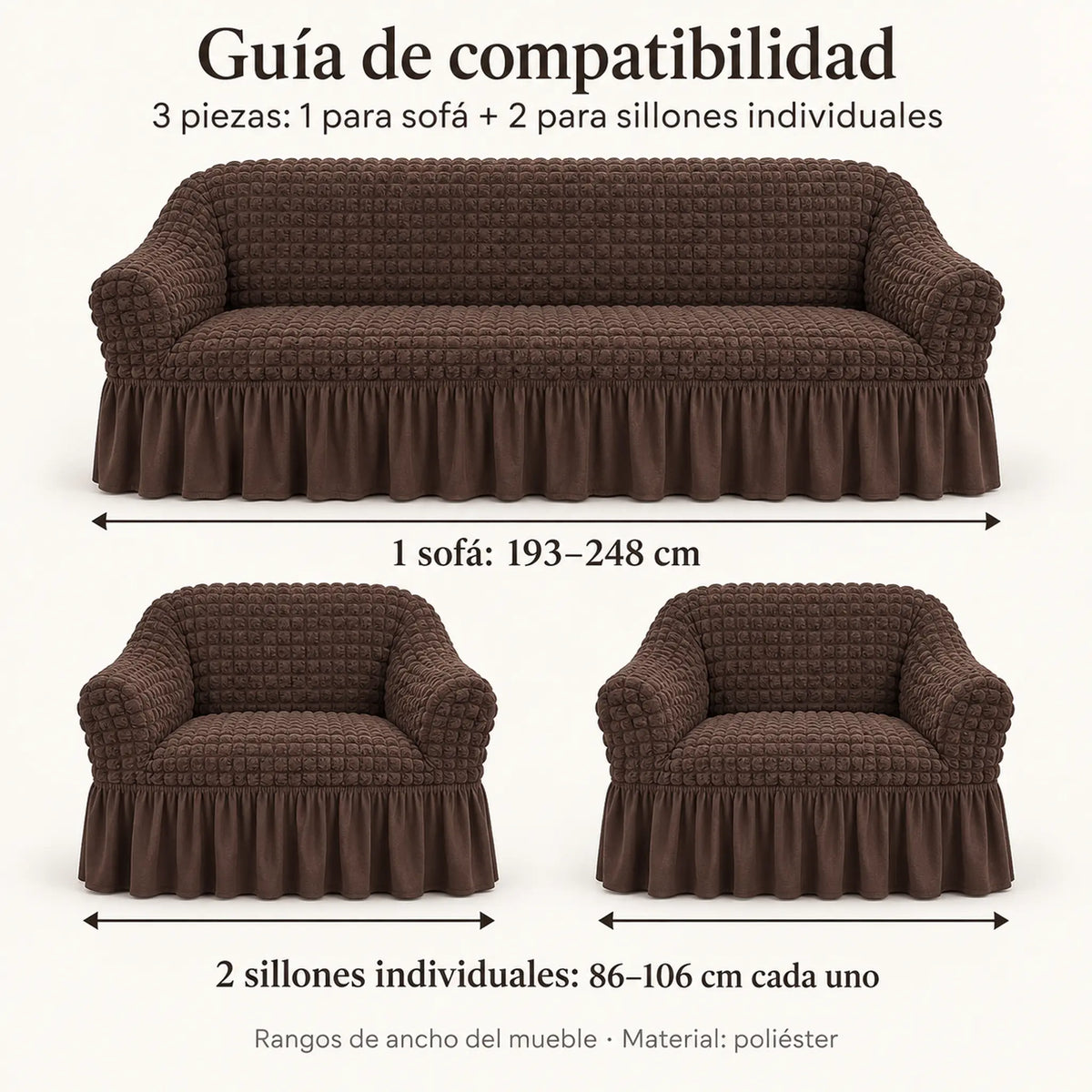 Set de cobertores Versalles color Chocolate, guía de compatibilidad de medidas