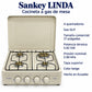Ficha de especificaciones de la cocina a gas Sankey Linda: 4 quemadores, gas GLP, 21 pulgadas y 5.82 kW