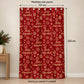 Cortina navideña Pasión Guajira Elfo roja con letras Feliz Navidad doradas – medidas: 137 x 223 cm