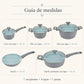 Guía de medidas del set de cocina Hampton Marble de 9 piezas
