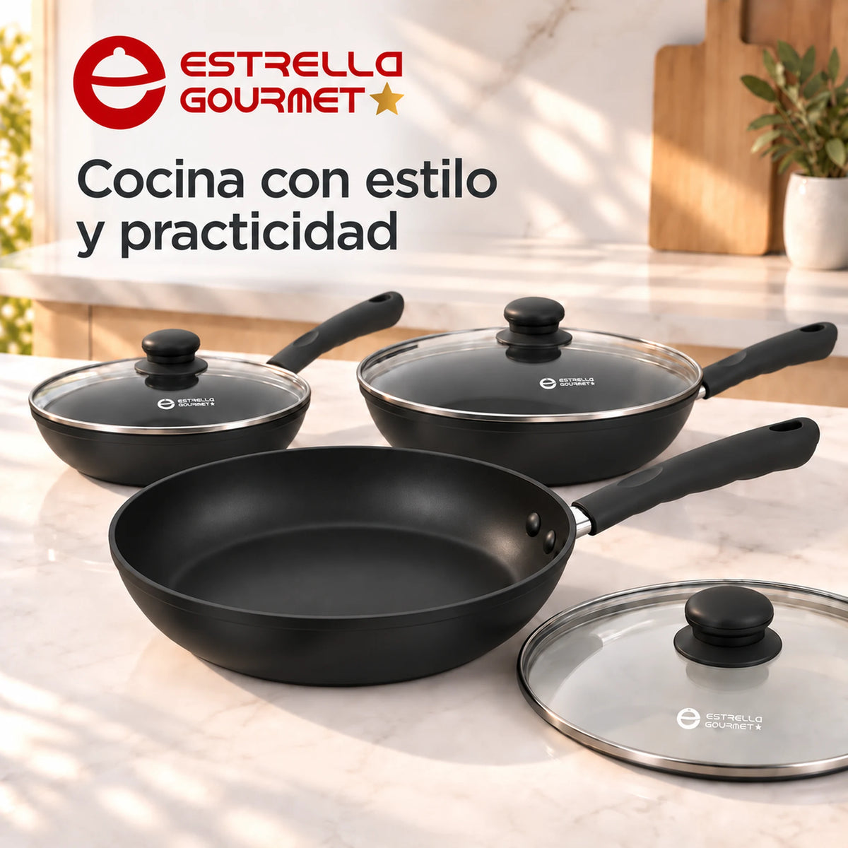 Set de sartenes Estrella Gourmet con estilo en la cocina