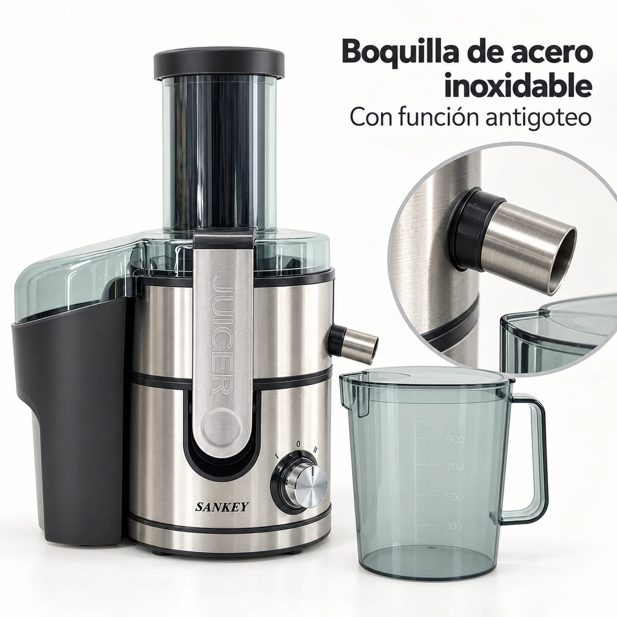 Boquilla de acero inoxidable con función antigoteo del extractor Sankey