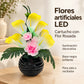 Arreglo de flores artificiales con luz LED, diseño Cala Rosada – resumen de características