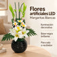 Arreglo de flores artificiales con luz LED, diseño Lirio Blanco – resumen de características