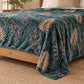 Frazada estampada afelpada 200 x 240 cm, diseño Hojas Tropicales Verde – grosor y caída