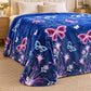 Frazada estampada afelpada 200 x 240 cm, diseño Mariposas Azul Marino – grosor y caída