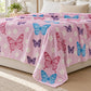 Frazada estampada afelpada 200 x 240 cm, diseño Mariposas Rosa – grosor y caída