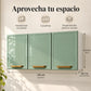 Gabinete aéreo Bertolini de 3 puertas instalado en la pared, 120 x 52.5 x 28.3 cm
