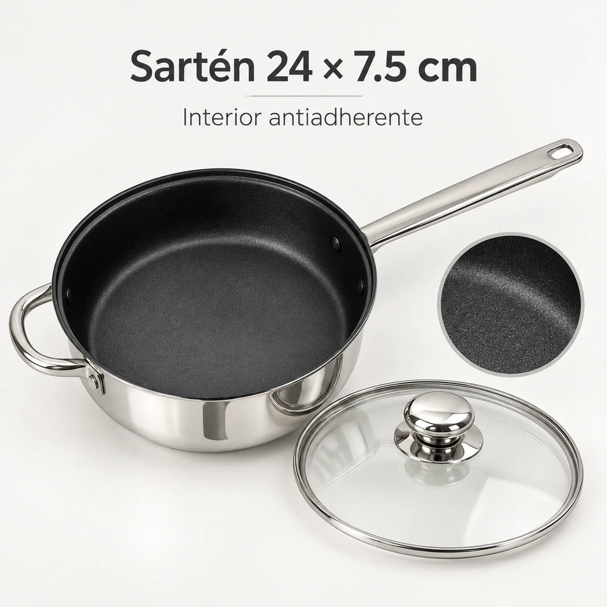 Sartén de 24 cm con interior antiadherente del juego Epicure Roma