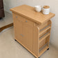 Detalle del tablero superior del carrito auxiliar de cocina en acabado Madera Beige