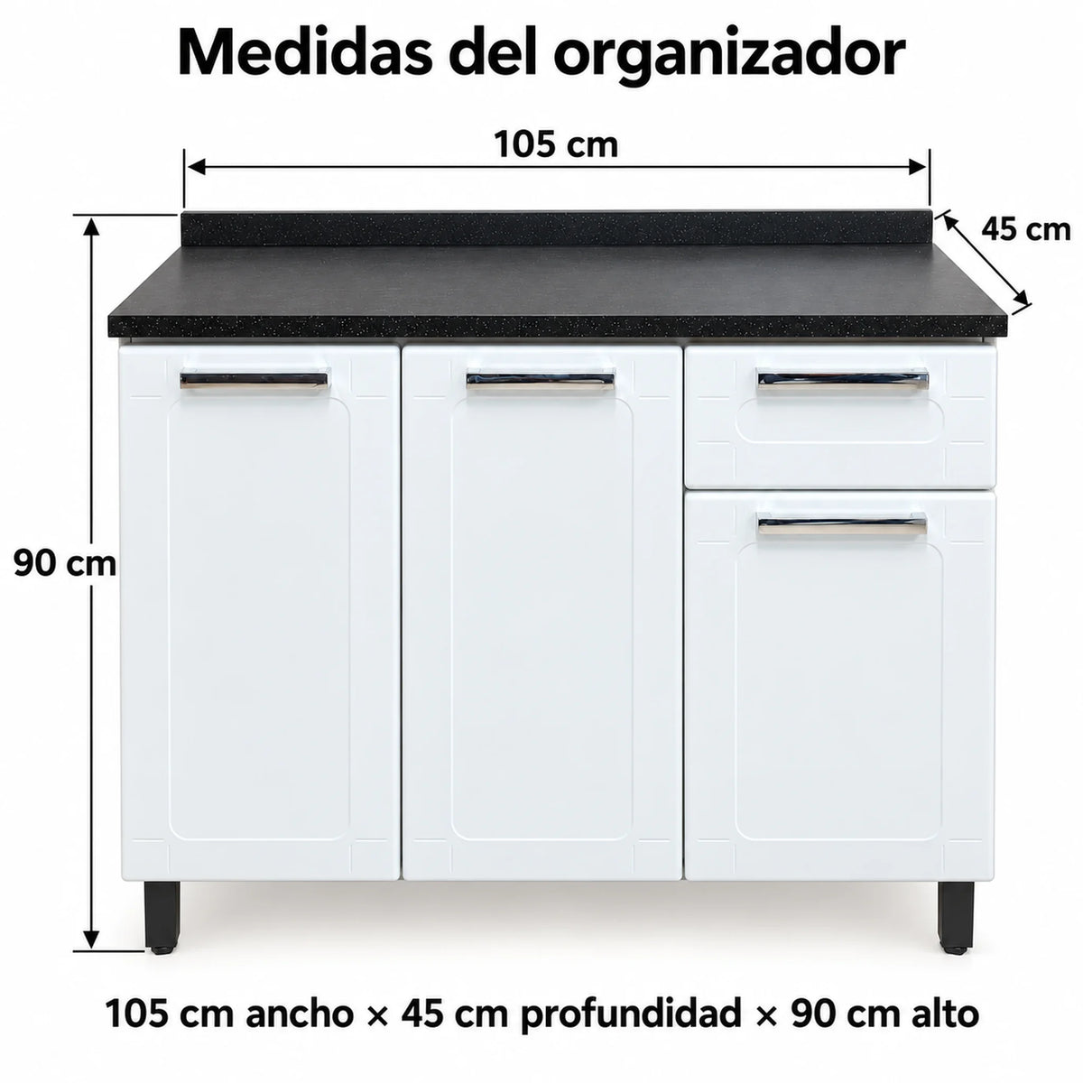 Gabinete de cocina de acero 105 cm – medidas: 105 x 45 x 90 cm