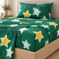 Juego de sábanas semimatrimonial 1.20 m, diseño Estrellas Verde Esmeralda – sábana ajustable en el colchón