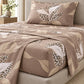Juego de sábanas semimatrimonial 1.20 m, diseño Lazos Beige Leopardo – sábana ajustable en el colchón